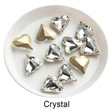 Load image into Gallery viewer, 12x13mm Big Crooked Heart Nail art Rhinestone Pointed bottom Crystal Stones for nail decoration
