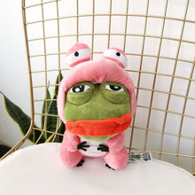 Load image into Gallery viewer, 25-28cm Anime PEPE Sad Frog Cosplay Stuffed Toys Kawaii Room Decor Frog Pepe Plush Doll

