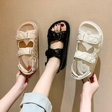 Load image into Gallery viewer, Trends Sandals Summer New Flat British Wind Velcro Embroidery Thick-soled Casual Casual Roman Fragrance Designer Shoes Star
