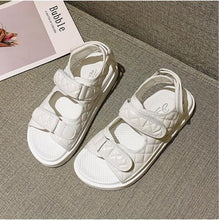 Load image into Gallery viewer, Trends Sandals Summer New Flat British Wind Velcro Embroidery Thick-soled Casual Casual Roman Fragrance Designer Shoes Star
