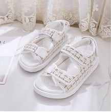 Load image into Gallery viewer, Trends Sandals Summer New Flat British Wind Velcro Embroidery Thick-soled Casual Casual Roman Fragrance Designer Shoes Star
