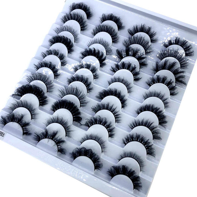 20 Pairs 18-25 mm 3d Mink Lashes Bulk Faux Thick Long Wispy Natural Mink Lashes Pack Short Natural False Eyelashes