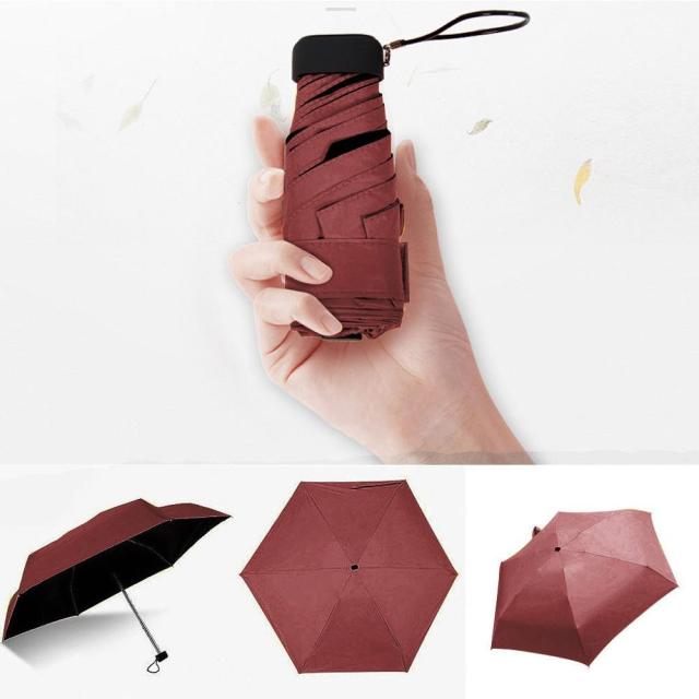 Women Luxury Lightweight Umbrella Black Coating Parasol 5 Fold Sun Rain Umbrella Unisex Travel Protable Pocket Mini Umbrella