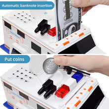 Load image into Gallery viewer, Cartoon Piggy Bank Toys Smart Music Password Banknote Car Coin Bank Figure Toy Pretend Play Saving Money Box Kids Police Cars
