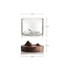 Load image into Gallery viewer, Mountain Whiskey Glass with Wooden Base Creative Beer Glass Wine Water Tea Cup Whiskey Glasses Set Bar Drinkware Accessories

