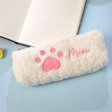 Load image into Gallery viewer, Cut Cat Paw Pencil Bag Soft Plush Cosmetics Pouch Large Capacity Pencil Case Pen Holder Merry Christmas Stationery Organizer
