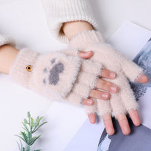 Load image into Gallery viewer, Soft Mink gloves Cat Claw Fingerless Flip Mittens Winter Warm Wool Touchscreen Gloves Flap Cover Women Men Knitted Mitten Glove
