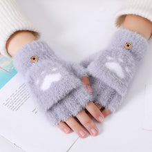 Load image into Gallery viewer, Soft Mink gloves Cat Claw Fingerless Flip Mittens Winter Warm Wool Touchscreen Gloves Flap Cover Women Men Knitted Mitten Glove
