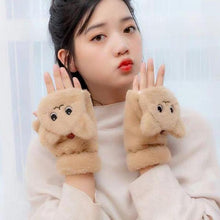 Load image into Gallery viewer, Winter Fur Rabbit Cat Furry Half-finger Gloves Mittens Fingerless Gloves Women Girls Plush Warm Gloves Soft Touch Screen Mittens
