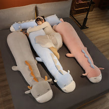 Load image into Gallery viewer, 1pc 80/120CM Long Cartoon Sleeping Pillows Cattle &amp;Sheep &amp; Hippo Plush Toys Stuffed Animal Doll Bed Room Decor Lovers Creative Gift

