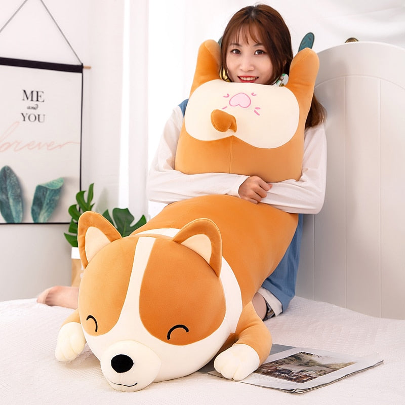 Giant Cute Corgi Dog Plush Pillows Stuffed Soft Down Cotton Animal Kids Toys Kawaii Shiba Inu Dolls for Children Birthday Gift