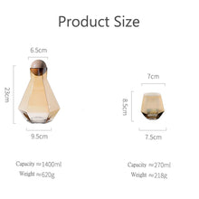 Load image into Gallery viewer, 1.4L Geometrical Glass Pitcher with 4 Cups Gold Borosilicate Water Carafe Teapot tea Kettle Cold Amber Water Jug drink dispenser

