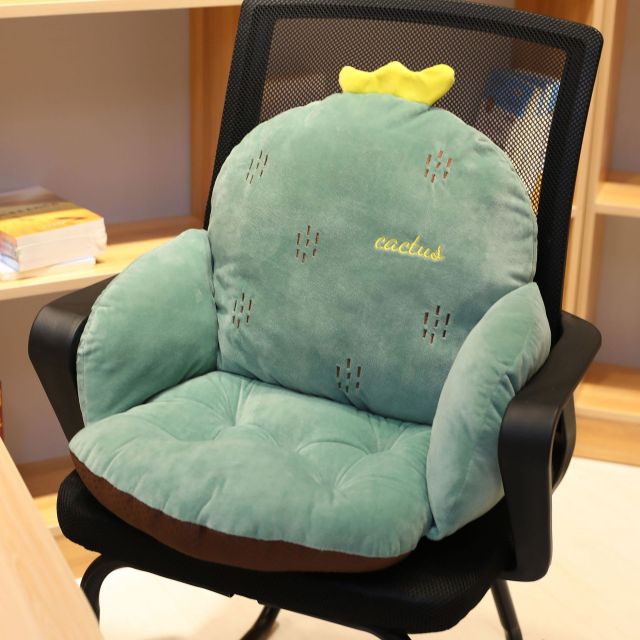 Cartoon Animal Plush Office Chair Cushion Pink Non-slip Lumbar Support Chair Cushions Soft Comfortable Chair Pillows Student