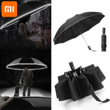 Load image into Gallery viewer, Xiaomi Automatic Umbrella with Reflective Stripe Reverse Led Light Umbrella Academy 10 Ribs 3-folding Inverted Umbrella
