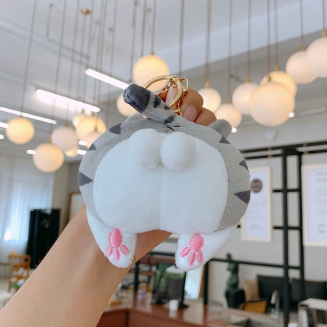 Cute Cat Butt balls Plush Toys Corgi Pig Butt handmade Keychain Soft Fidget Toys Female Bag Decoration Student Fashion Girls Child Gift