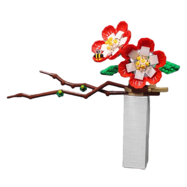 Cherry blossom tree  Phalaenopsis Flowers Bouquets Plants Building Blocks with Vase Home Decoration