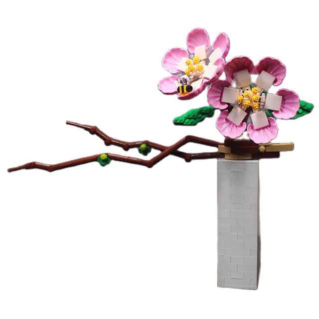 Cherry blossom tree  Phalaenopsis Flowers Bouquets Plants Building Blocks with Vase Home Decoration
