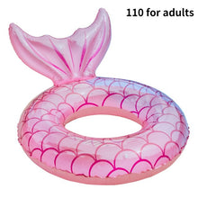 Load image into Gallery viewer, 110# Blue Pink Mermaid Backrest Inflatable Swimming Ring Adult Swimming Laps Floating Ring Swimming Pool Beach Party Toy
