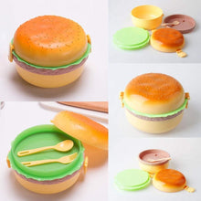 Load image into Gallery viewer, New Cute Hamburger Double Tier Lunch Box Burger Box Bento Lunchbox Children School Food Container Tableware Set with Fork Kids
