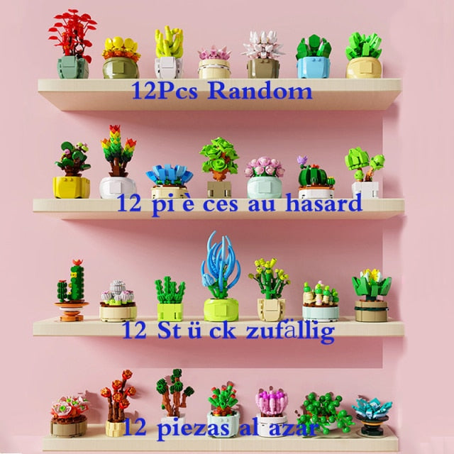 City Creative Series Flower Bonsai Desktop Decoration Interior Decoration MOC Model Building Blocks Bricks Toys