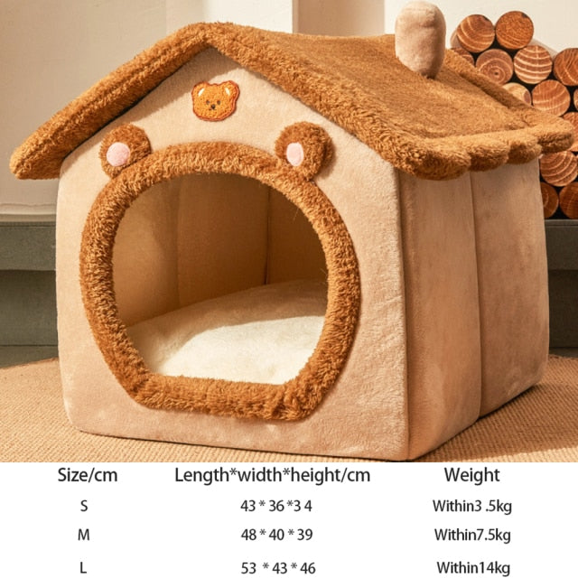 Foldable Pet Sleeping House Indoor Winter Warm Cat Bed Cat Cave Nest Small Dog Cat Kitten Teddy Comfortable Sofa Pet Supplies