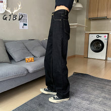 Load image into Gallery viewer, Vintage High Waist Women Black Jeans Korean Fashion Streetwear Wide Leg Jean Female Denim Trouser Straight Baggy Mom Denim Pants
