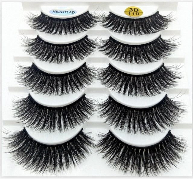 NEW 5 pairs 3D mink false eyelashes natural makeup eyelash extension long cross volume soft fake eye lashes winged faux cils