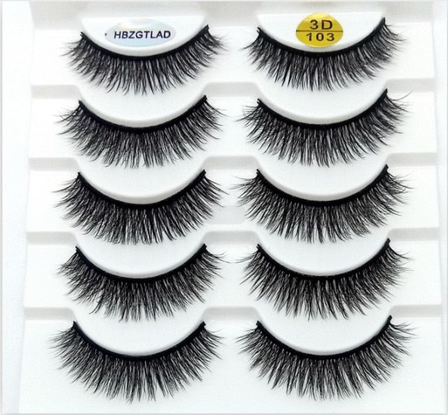 NEW 5 pairs 3D mink false eyelashes natural makeup eyelash extension long cross volume soft fake eye lashes winged faux cils