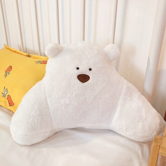 Cartoon Bear Head Cushion Neck Protection Pillow Cute Plush Car Seat Headrest Office Chair Soft Lumbar Cushions Home Sofa Decor