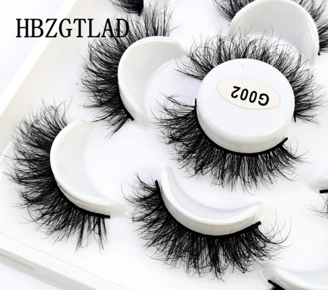 5 Pairs 3d Mink Dramatic Volume Lashes Bulk Faux Thick Long Wispy Natural Mink Lashes Pack Short Wholesales Natural False lashes