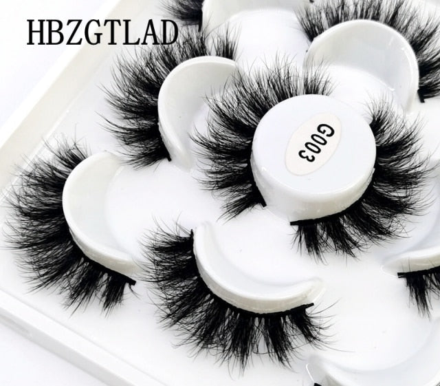 5 Pairs 3d Mink Dramatic Volume Lashes Bulk Faux Thick Long Wispy Natural Mink Lashes Pack Short Wholesales Natural False lashes