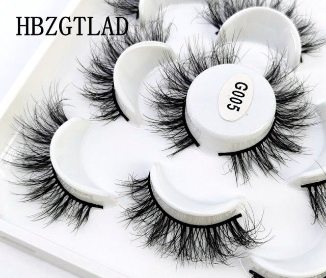 5 Pairs 3d Mink Dramatic Volume Lashes Bulk Faux Thick Long Wispy Natural Mink Lashes Pack Short Wholesales Natural False lashes