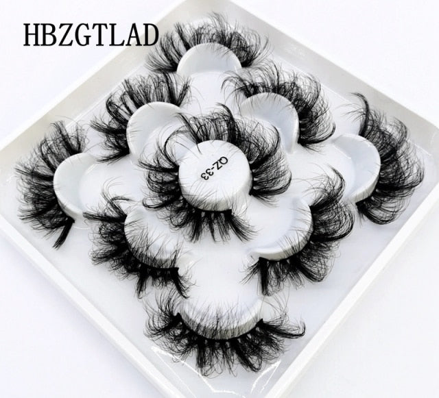 5 Pairs 3d Mink Dramatic Volume Lashes Bulk Faux Thick Long Wispy Natural Mink Lashes Pack Short Wholesales Natural False lashes