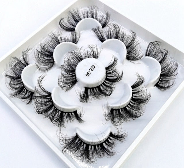 5 Pairs 3d Mink Dramatic Volume Lashes Bulk Faux Thick Long Wispy Natural Mink Lashes Pack Short Wholesales Natural False lashes