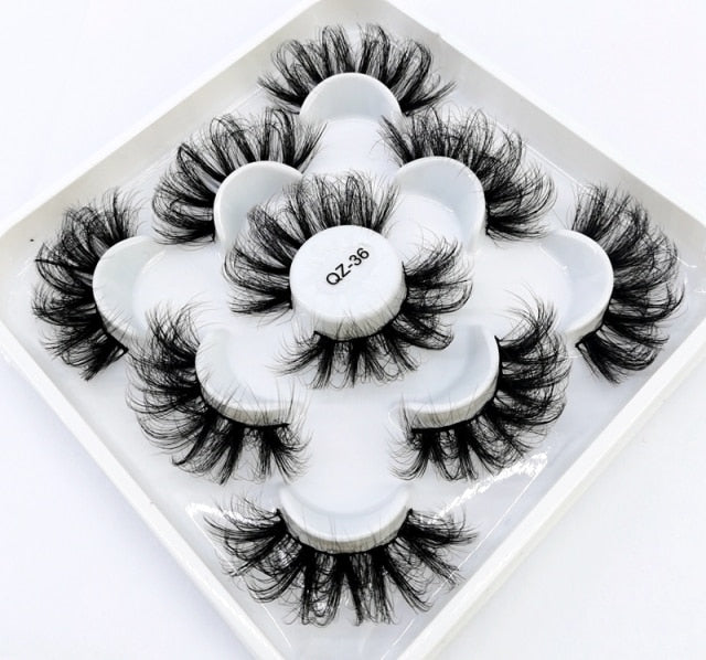 5 Pairs 3d Mink Dramatic Volume Lashes Bulk Faux Thick Long Wispy Natural Mink Lashes Pack Short Wholesales Natural False lashes