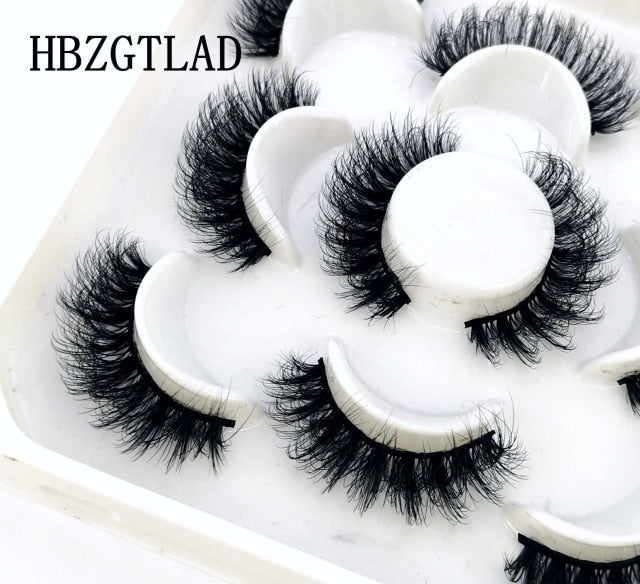 NEW 5 pairs 3D mink false eyelashes natural makeup eyelash extension long cross volume soft fake eye lashes winged faux cils