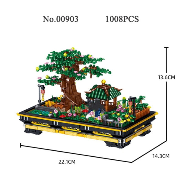 Mini Building Block Simulation Plant Pine Cherry Blossom Potted Model Decoration DIY Tree Flower Bonsai Assembled Brick Toy Gift