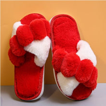 Load image into Gallery viewer, Winter Women Furry Slippers Soft Plush Cross Faux Fur Shoes Indoor Ladies Platform Sandalias Open Toe Fluffy House Slides
