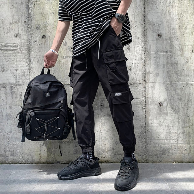 2022 New Hip Hop Joggers Cargo Pants Men Harem Pants Multi-Pocket Ribbons Man Sweatpants Streetwear Casual Mens Pants S-5XL