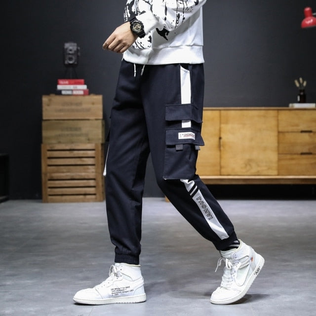 2022 New Hip Hop Joggers Cargo Pants Men Harem Pants Multi-Pocket Ribbons Man Sweatpants Streetwear Casual Mens Pants S-5XL