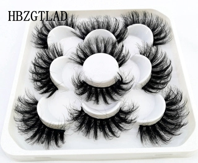 New 5Pairs 25mm 3D Mink Lashes Bulk Faux with Custom Box Wispy Natural Mink Lashes Pack Short Wholesales Natural False Eyelashes