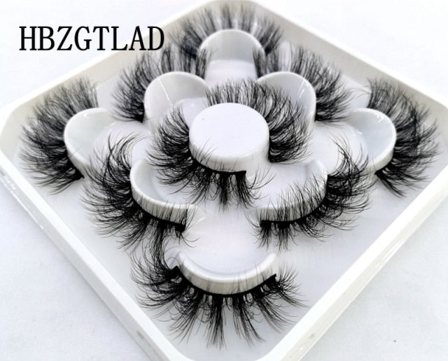 New 5Pairs 25mm 3D Mink Lashes Bulk Faux with Custom Box Wispy Natural Mink Lashes Pack Short Wholesales Natural False Eyelashes