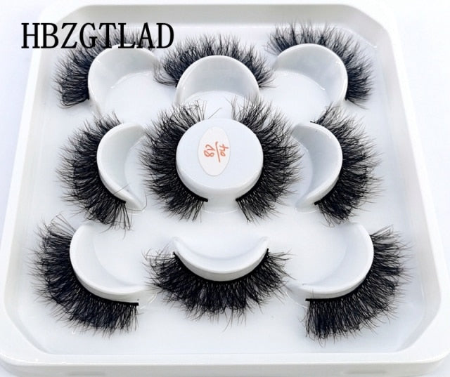 New 5Pairs 25mm 3D Mink Lashes Bulk Faux with Custom Box Wispy Natural Mink Lashes Pack Short Wholesales Natural False Eyelashes