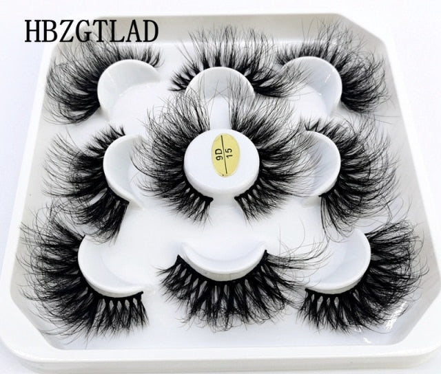 New 5Pairs 25mm 3D Mink Lashes Bulk Faux with Custom Box Wispy Natural Mink Lashes Pack Short Wholesales Natural False Eyelashes