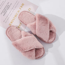 Load image into Gallery viewer, Winter Women House Slippers Faux Fur Fashion Warm Shoes Woman Slip on Flats Female Slides Black Pink cozy home  furry slippers
