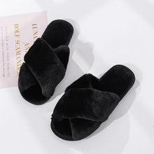 Load image into Gallery viewer, Winter Women House Slippers Faux Fur Fashion Warm Shoes Woman Slip on Flats Female Slides Black Pink cozy home  furry slippers
