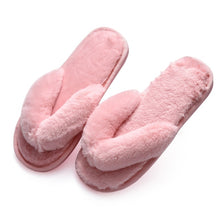 Load image into Gallery viewer, Winter Women House Slippers Faux Fur Fashion Warm Shoes Woman Slip on Flats Female Slides Black Pink cozy home  furry slippers
