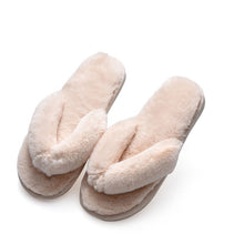 Load image into Gallery viewer, Winter Women House Slippers Faux Fur Fashion Warm Shoes Woman Slip on Flats Female Slides Black Pink cozy home  furry slippers
