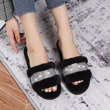 Load image into Gallery viewer, Winter Women House Slippers Faux Fur Fashion Warm Shoes Woman Slip on Flats Female Slides Black Pink cozy home  furry slippers
