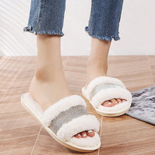 Load image into Gallery viewer, Winter Women House Slippers Faux Fur Fashion Warm Shoes Woman Slip on Flats Female Slides Black Pink cozy home  furry slippers
